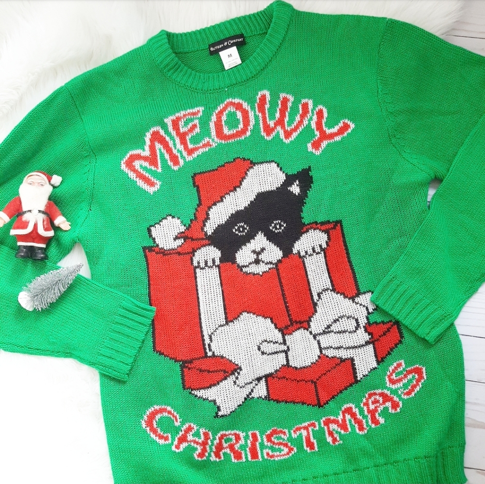 Meowy Christmas Ugly Xmas Sweater - Blitzen